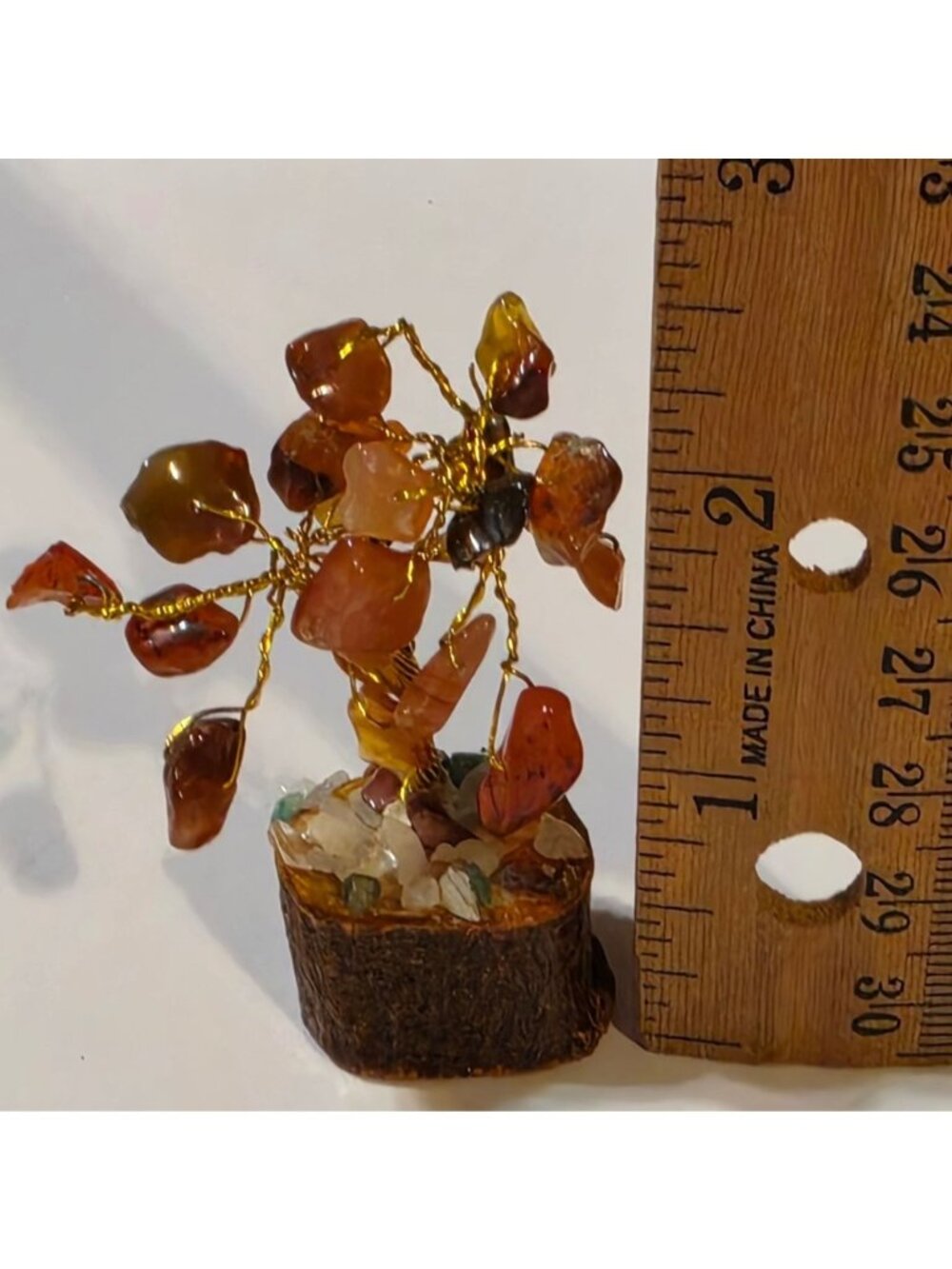 Mini Carnelian Gemstone Crystal Tree Wood Base 2.75"